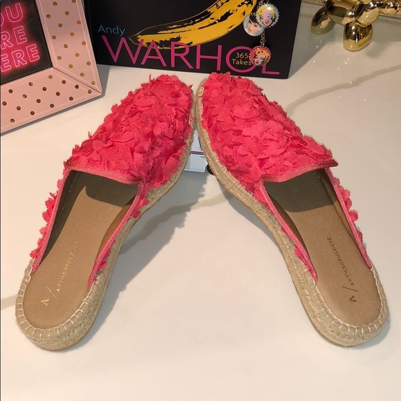 Anthropologie Pink Floral Espadrille Slides sz 41 - Picture 6 of 9